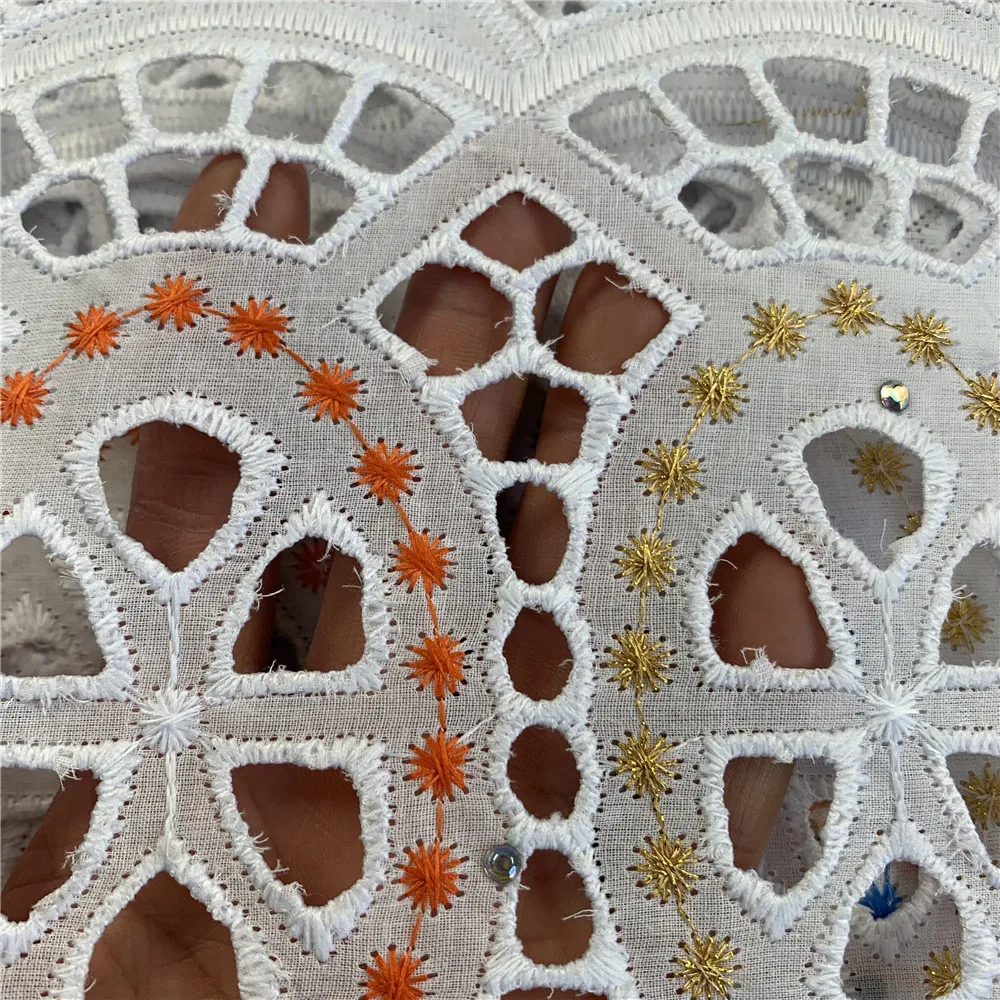 

2025 Africa Nigerian Sequins for Wedding Dress Chiffon Tulle Lace Fabric High Quality Party Guipure Sewing cotton 5Yard XL129