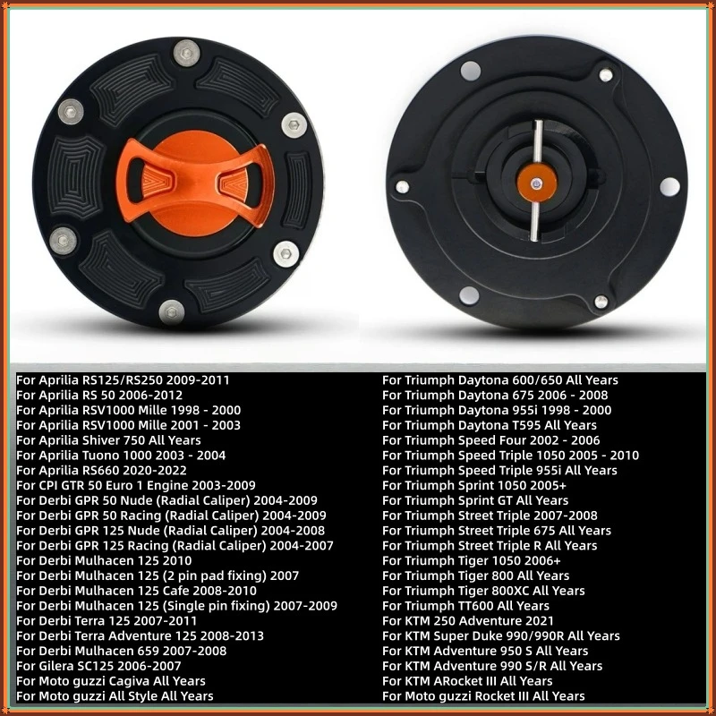Motorcycle quick opening lightweight modified fuel tank cap CNC quick release keyless fuel tank cap for KTM Super Duke 990 950