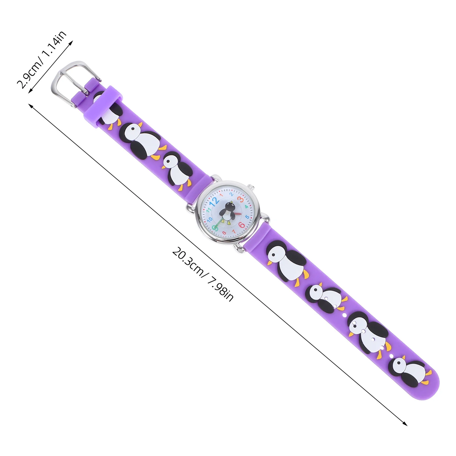 Cartoon Penguin Watch Purple Waterproof Comfortable Wristband Analog for Outdoor Study Activities