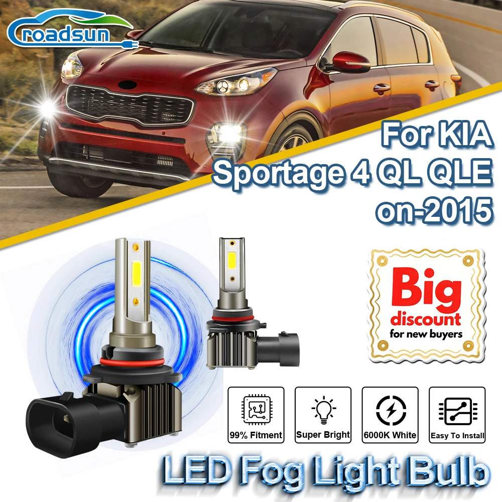ROADSUN For KIA Sportage 4 QL QLE 2015 2016 2017 2018 2019 2020 2021 2022 2023-on Fog Light Ampoule Super Bright Fog Lamp Bulb