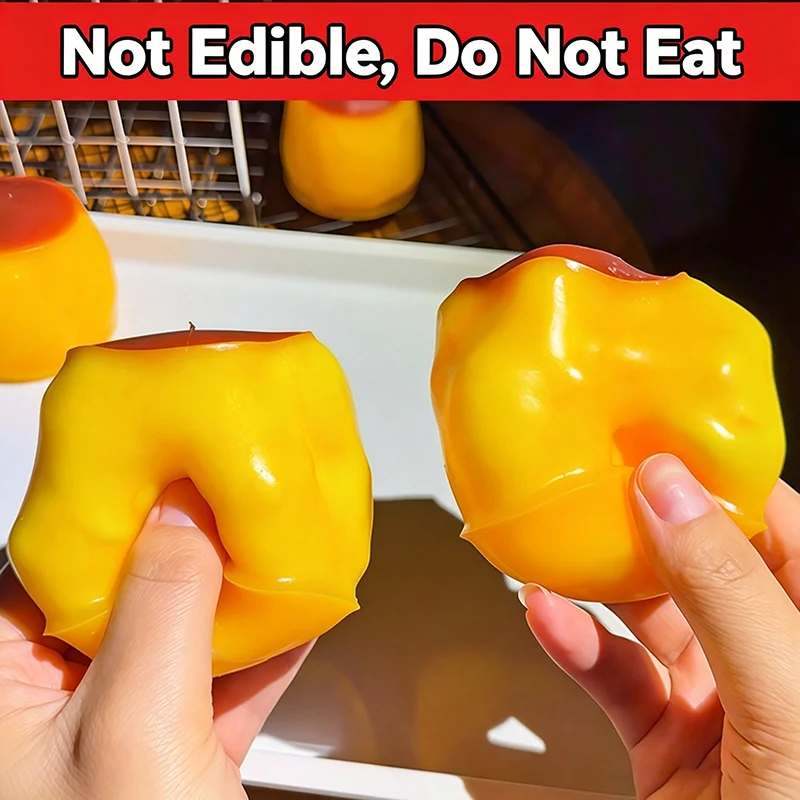 Pudding-shaped Squeeze Ball Caramel Crunchy Handmade Squishy Portable Diy Fidget Accessory For Stress Relief & Cute Desk Play