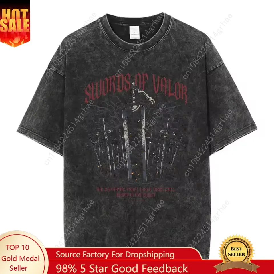 

Berserker Series washed printed new men's T-shirt a fashionable men's graphic T-shirt