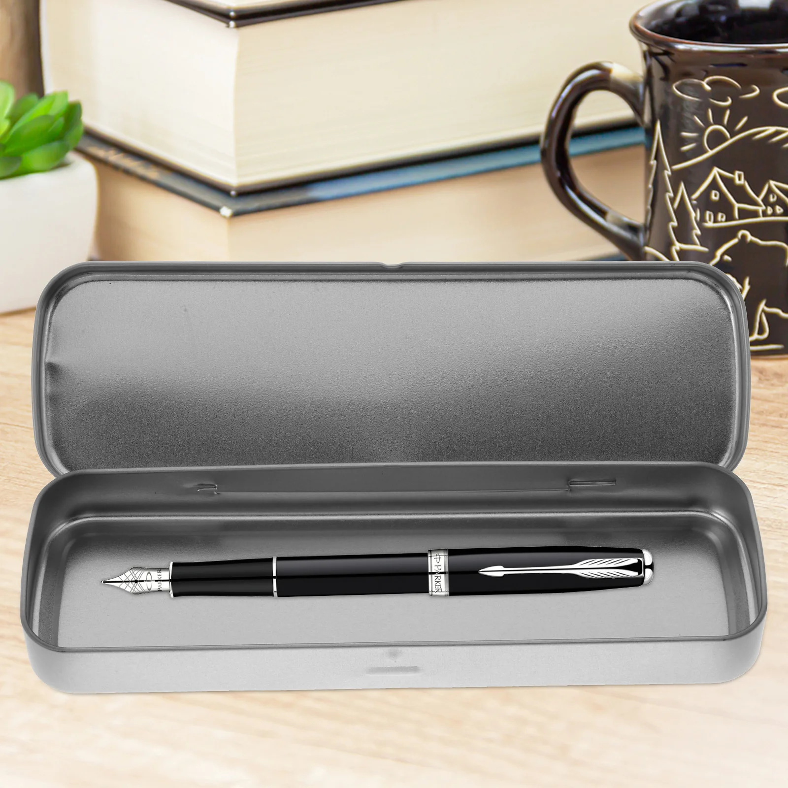 

2Pcs Silver Metal Pencil Case Durable Tinplate School Supply Box Kids Pen Organizer Bulk Metal Pencil Box Single Pen Holder