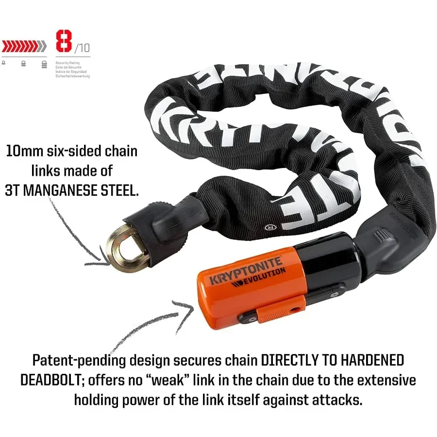 تطور دراجة صغيرة سلسلة قفل 3 أقدام طويلة 10 مللي متر الصلب سلسلة الثقيلة مكافحة سرقة بيع آمنة الذهب سلسلة دراجات قفل مع مفاتيح #2