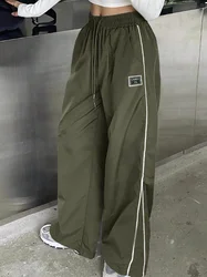 Women solid color pants casual fashionable elegant spring, summer autumn elastic waist leg up pants Japanese Korean