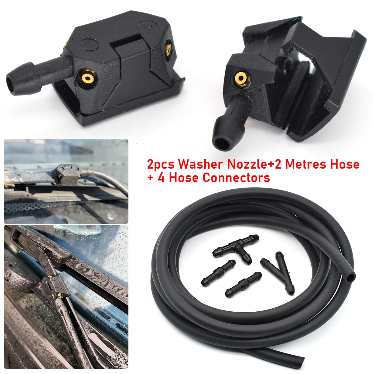 

Adjusted 4 Way Car Universal Mounted Onto 8/9mm Arm Windscreen Washer Wiper Blade Water Spray Jets Nozzles With Pump Hose Pipe