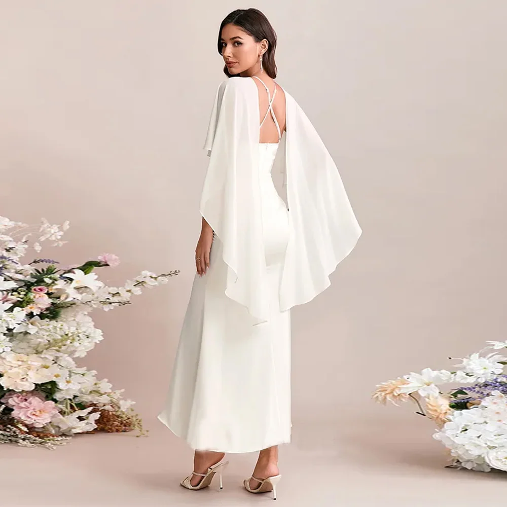 Ivory Scoop Wedding Dresses for Ladies Elegant Mermaid Bridal Gowns Exquisite Half Sleeve Vestidos De Novia 2026 LC0010