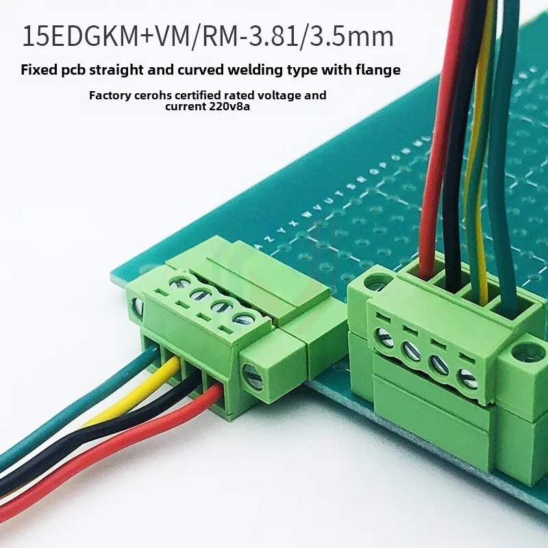 2Set/lot KF15EDGKM-3.81mm PCB terminal block with flange 2EDGVM-3.5 soldered ear plug EDGRM