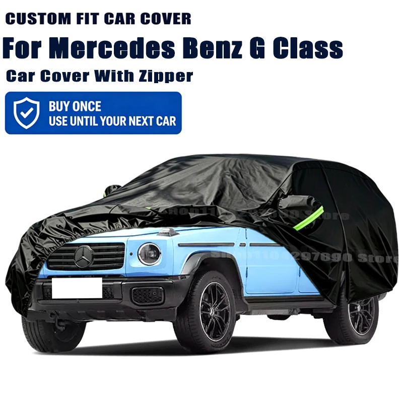 For Mercedes Benz G Class W460 W461 W463 Car Cover With Door Zipper Waterproof Snow Rain Anti-UV Dustproof Outdoor Protector
