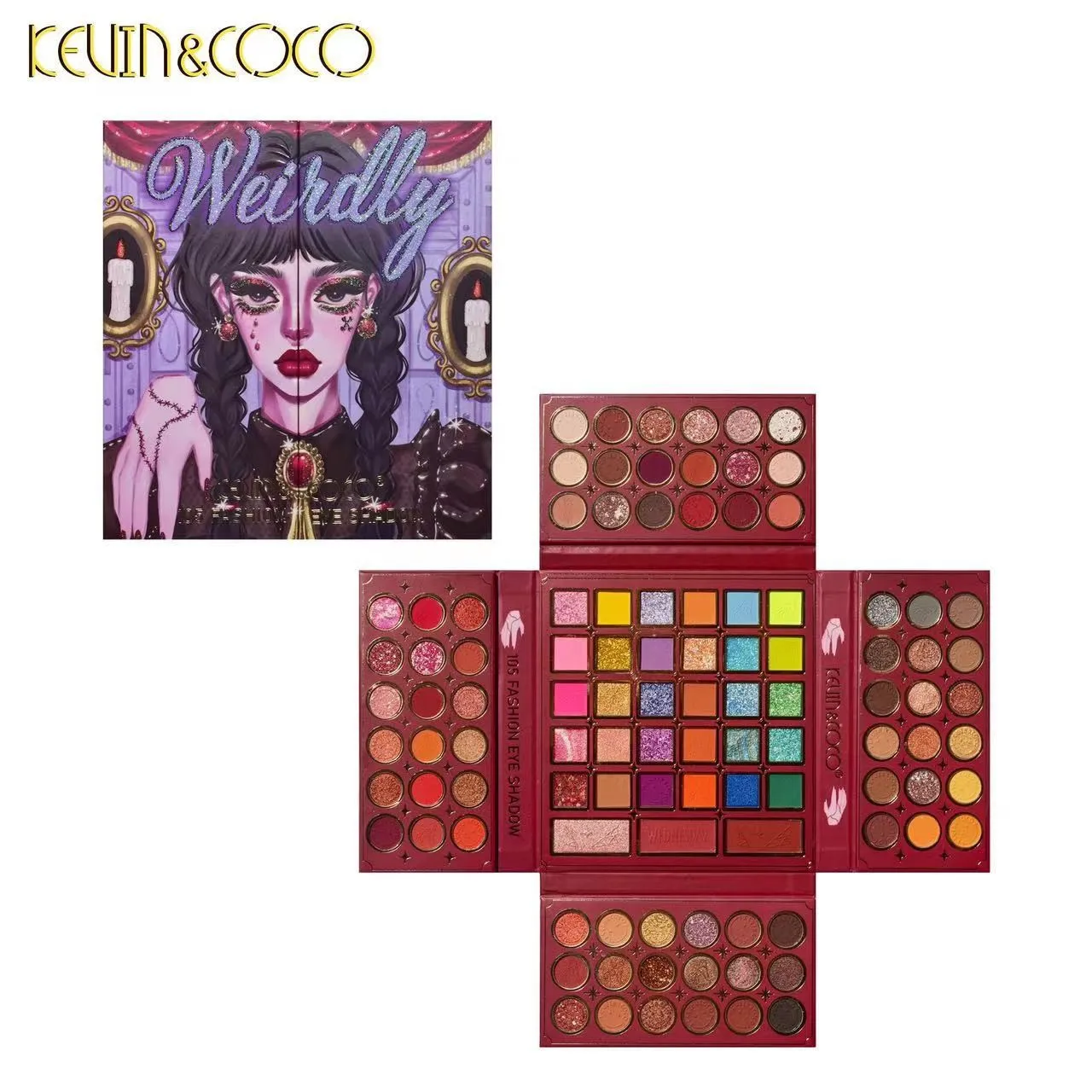 Quatro Fold Bead Matte Eyeshadow Tray, Destaque Blush Plate, Maquiagem Stage, 105 cores