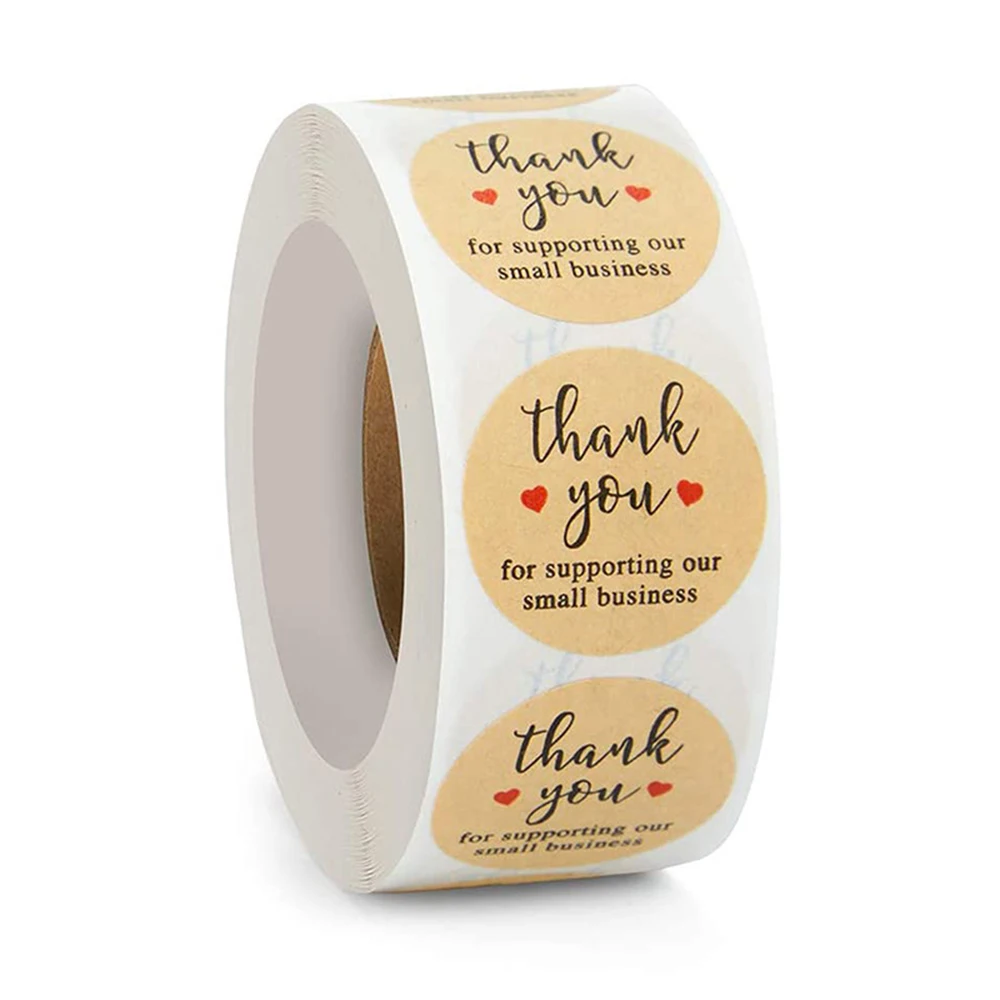 50-500pcs Thank You Stickers Labels Seals Thank You For Supporting My Small Business Stickers Kraft Pink Black Labels For Shop