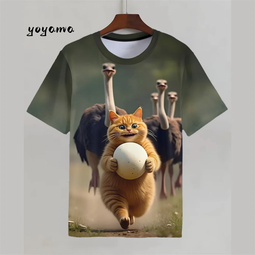 

Cute Cat Graphic T-Shirts Men Summer Fashion Breathable Men Short Sleeved Tee Trendy Versatile Men's Top Cartoon Men's Clothing