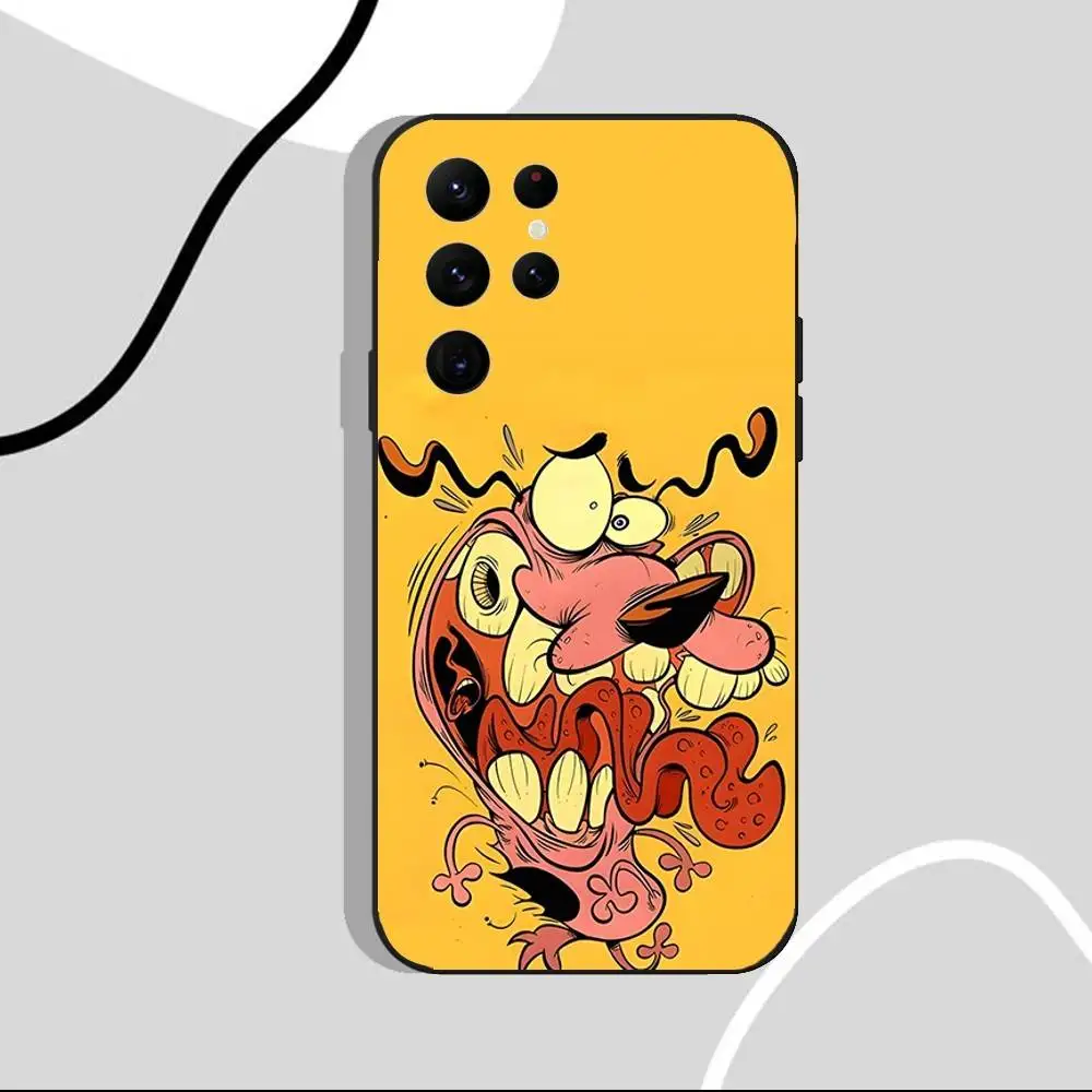 Courage The C-CowardlyS Dog Phone Case For Samsung S25,S24 Ultra,S20,S30 plus,S22 Plus,S23,Ultra 5G Silicone Black Shell