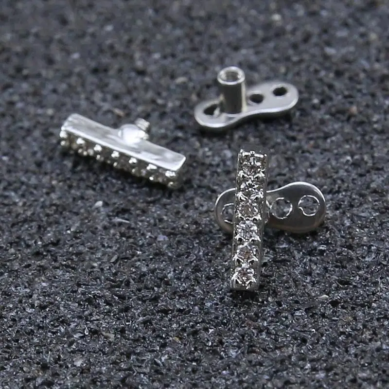 31BF Stainless Steel Dermal Anchors Top Base Set Stylish Women Body Piercing Jewelry