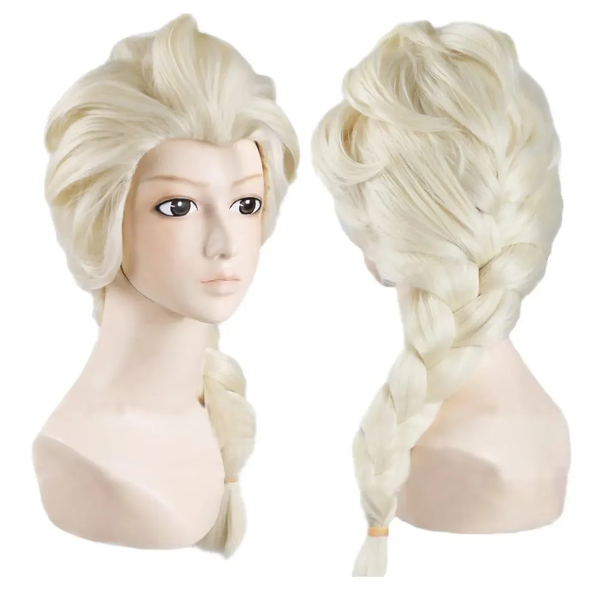 High Quality Princess Elsa Anna Anime Cosplay Wig Blonde Brown Braided Synthetic Hair for Halloween Costume Fake Hair