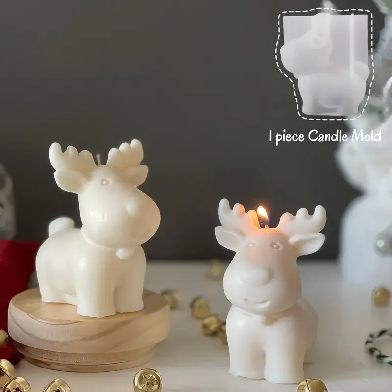 3D Weihnachten Hirsch Duft Kerze Silikon Form DIY Glocke Hirsch Harz Gips Form Gips Ton Form Home Festival Dekor Ornament