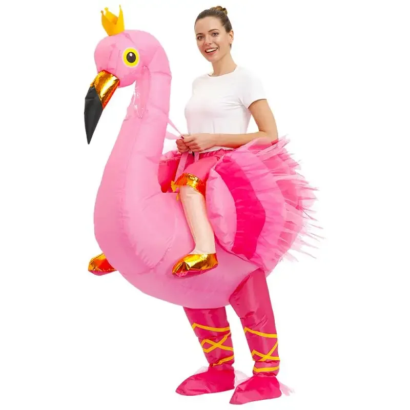 Adult Flamingo Inflatable Costume Mascot Anime Roly Play Costumes Christmas Carnaval Halloween Cosplay Funny Dress Suits