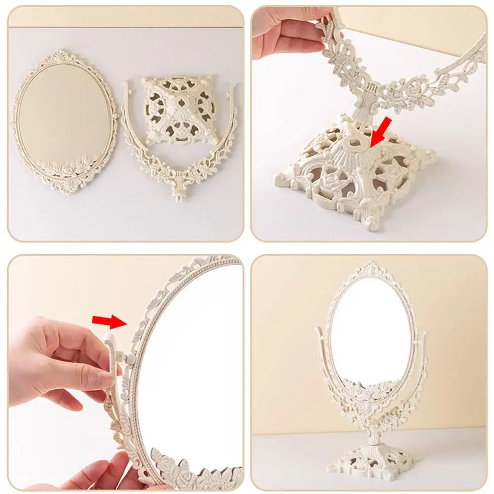New Retro Double-Sided Mirror Adjustable High-Definition Makeup Mirror Double Sided 360 Degree Rotation Desktop Mirror Home