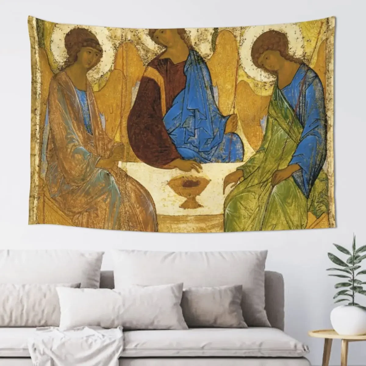 Andrei Rublev The Holy Trinity (also called The Hospitality of Abraham) 1411 Tapestry Decorative Wall Mural Tapestry