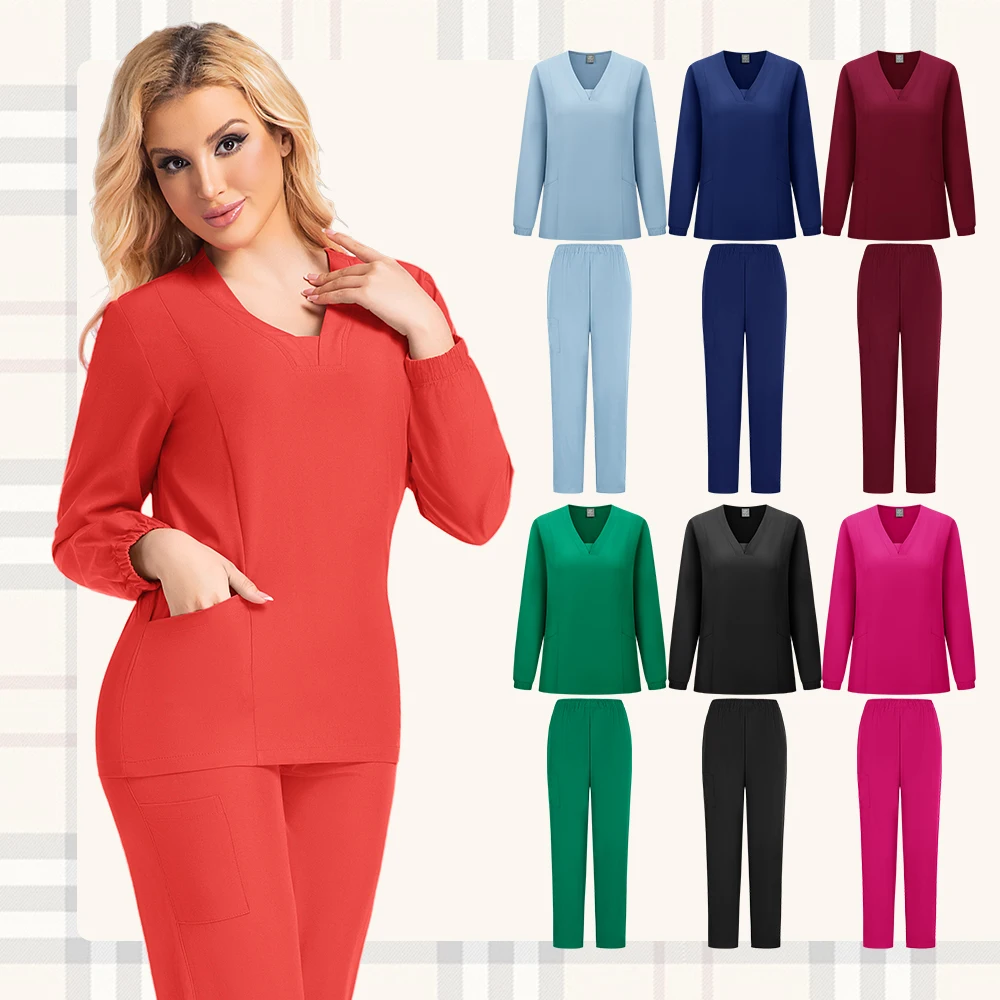 Women's Set Workwear Short Sleeved Tops+Pants Doctor Nurse Uniform Pet Doctor Scrub Surgery Workwear Set Scrub Uniform