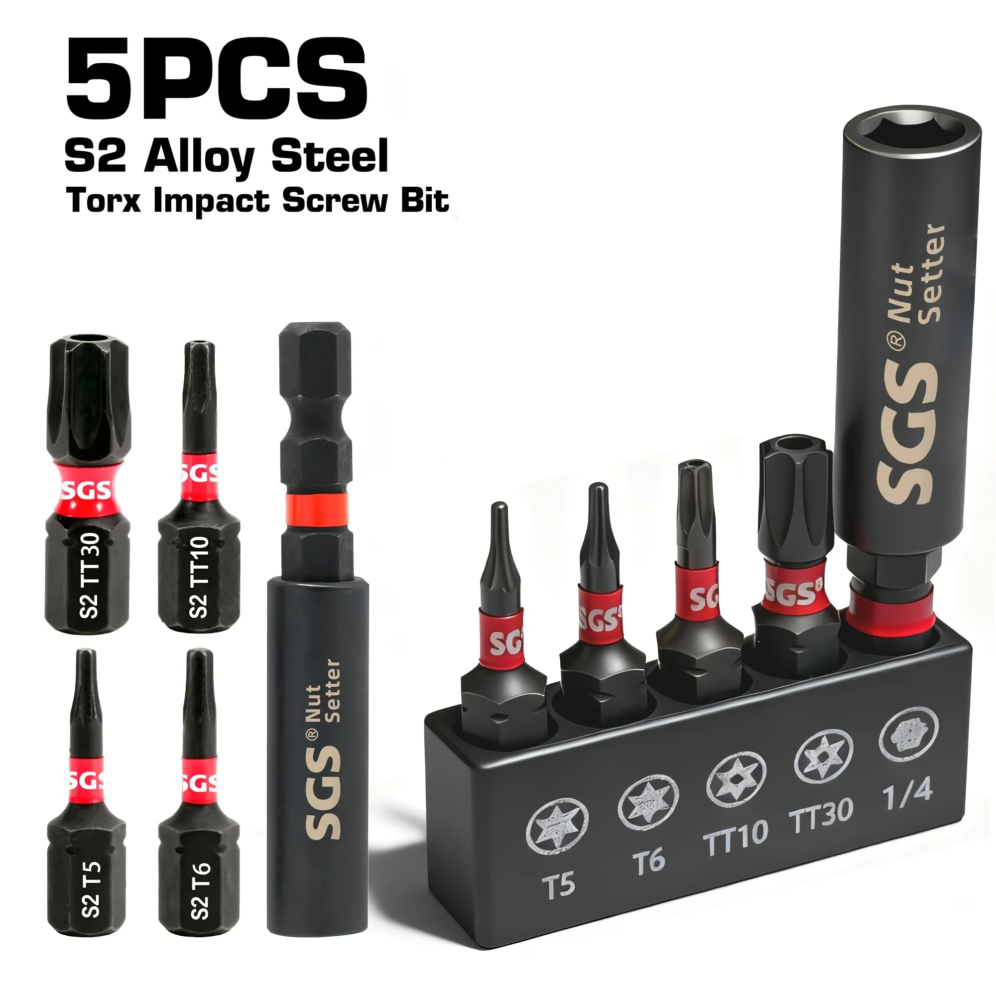 5/13/31-teiliges Anti-Diebstahl-Torx-Tt-Schraubendreher-Bit-Set, 25 mm + 50 mm, doppelte Länge, S2-Stahl mit magnetischer Drehmomentdämpfung, rostbeständig, rutschfest, schlagfest, spezielles Zubehör für elektrische Bohrmaschinen – Detail 4
