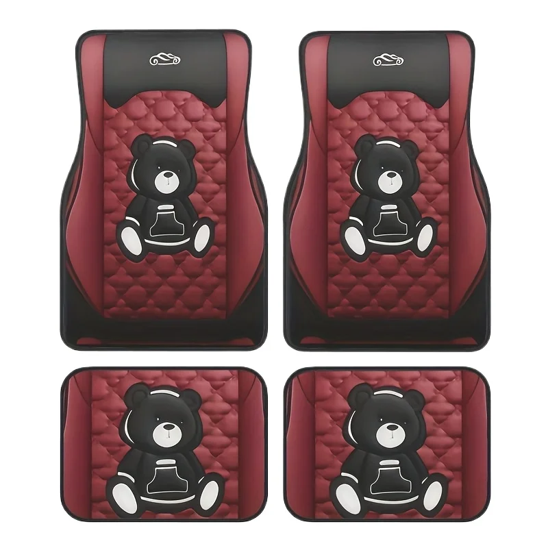 

2D flat-Adorable Panda Pattern 4pcs Car Floor Mats Set - Non-Slip, Washable- Ideal Gift for Men And Women, Christmas&Helloween