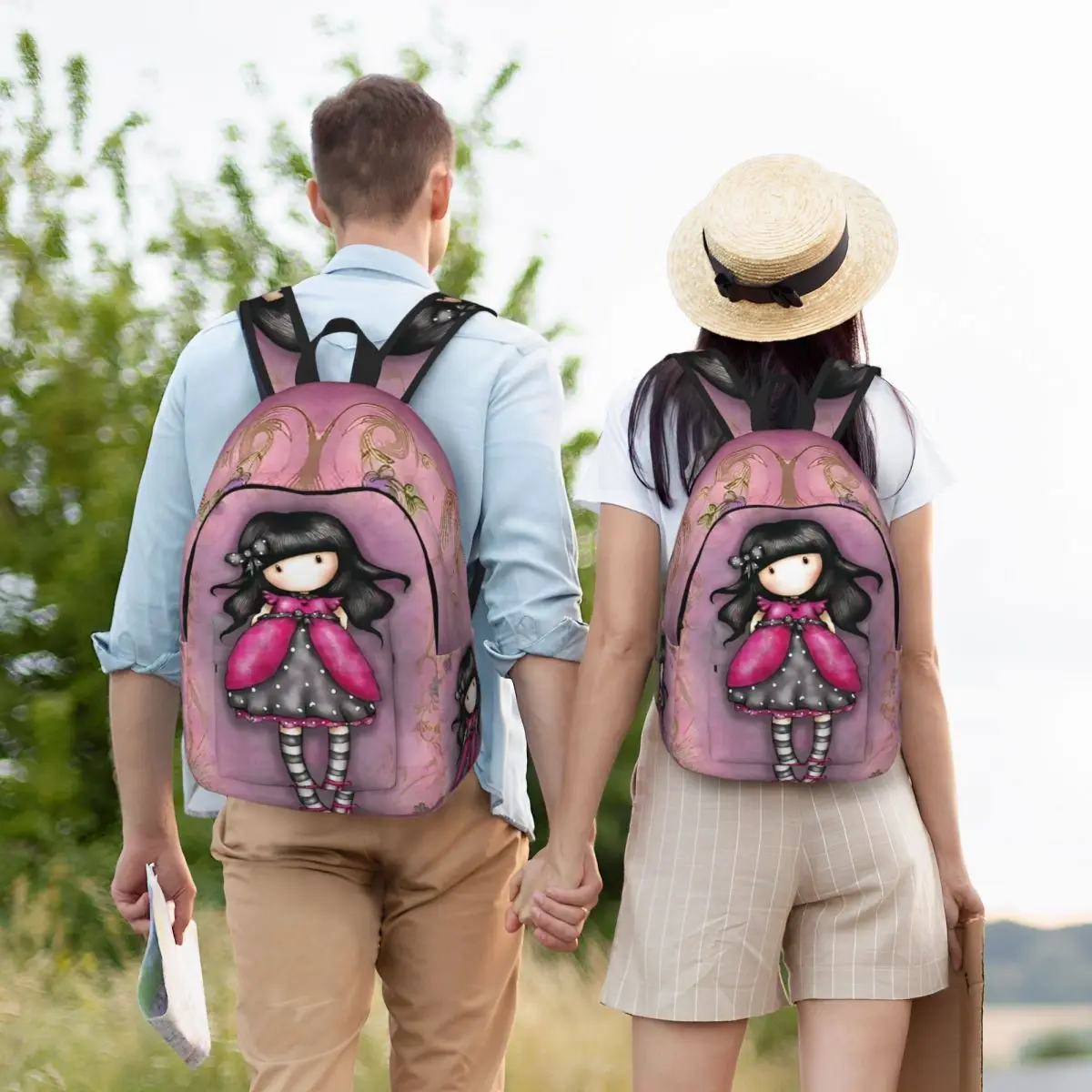 Gorjuss-Cartable d'école avec poche pour hommes et femmes, sac à dos étudiant, sac à dos du collège, jouets beurre mignons