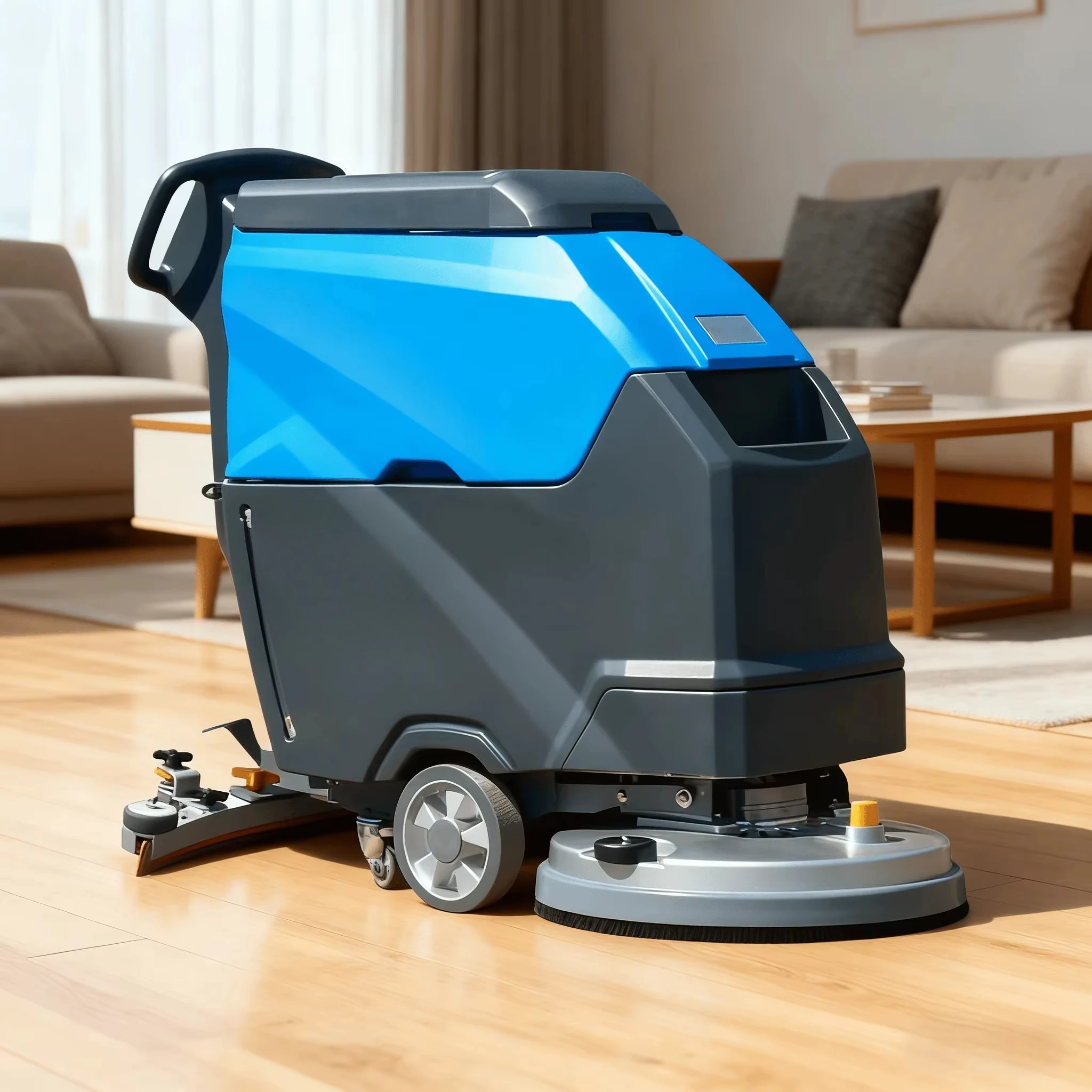 غسالة صناعية تعمل بالدفع يدويًا، منظف أرضيات تجاري، مصمم خصيصًا لتنظيف الأرضيات.