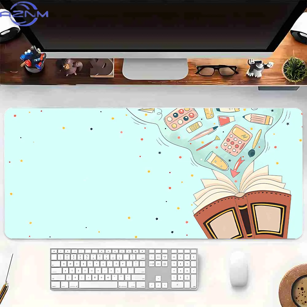 1pc a Lively Mouse Pad Featuring a Design of Colorful Pencils, Books, And Crayons, Equipped with a Non-Slip Rubber Base. This Du