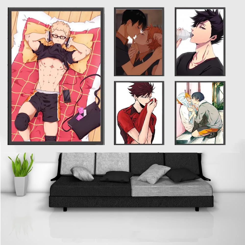 WTQ Retro Poster Haikyuu Yaoi Kei Shoyo X Tobio Canvas Painting Anime Posters Wall Decor Poster Wall Art Picture Home Decor