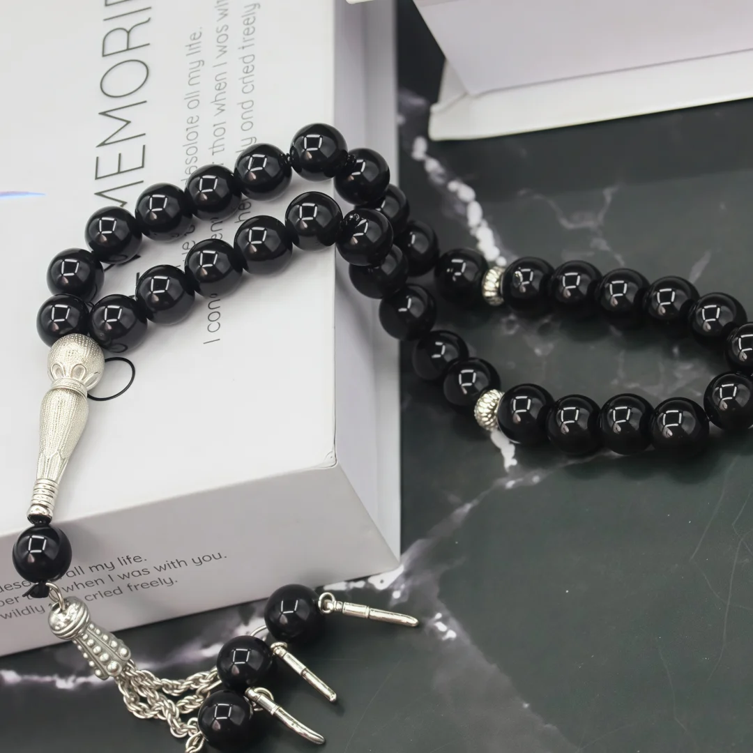 Imitation Agate Round Beads, 33‑piece 10‑mm Prayer Beads, Handheld Accessory for Home Recitation, Play and Gifting