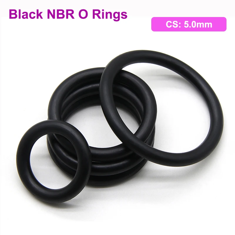 

10Pcs Black NBR O Ring Gasket Thickness CS 5mm OD 15~170mm Nitrile Rubber Round O Type Corrosion Oil Resist Sealing Washer