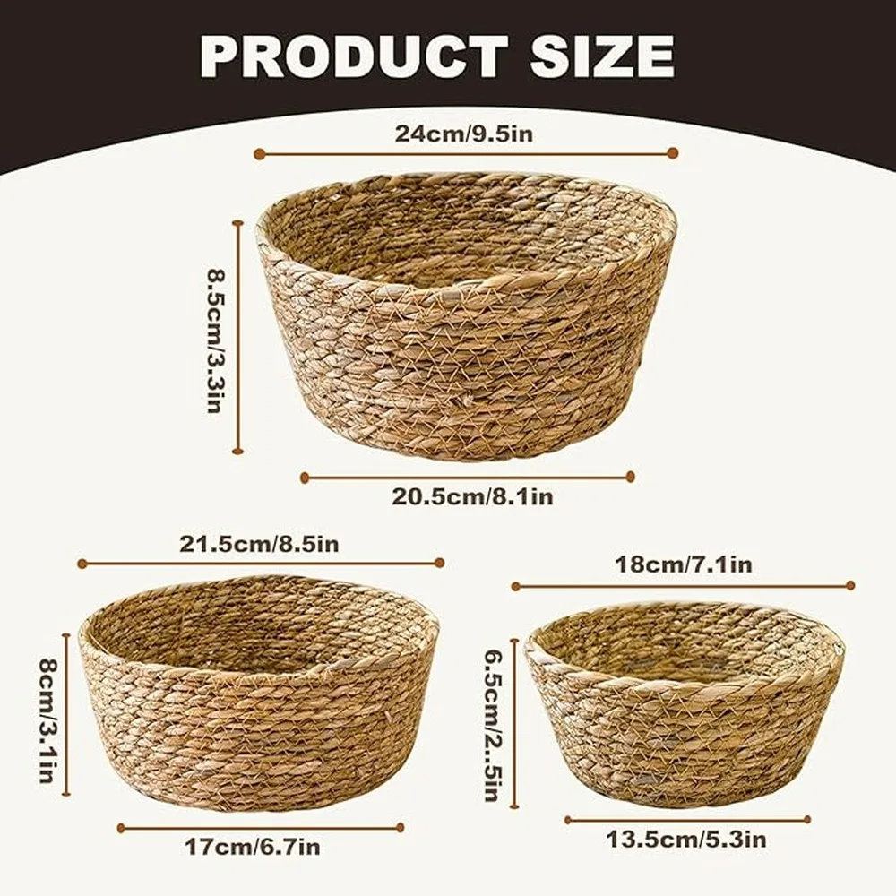 Decorative Storage Baskets Set Of 3 Unique Woven Baskets For Home Garden Organization And Style