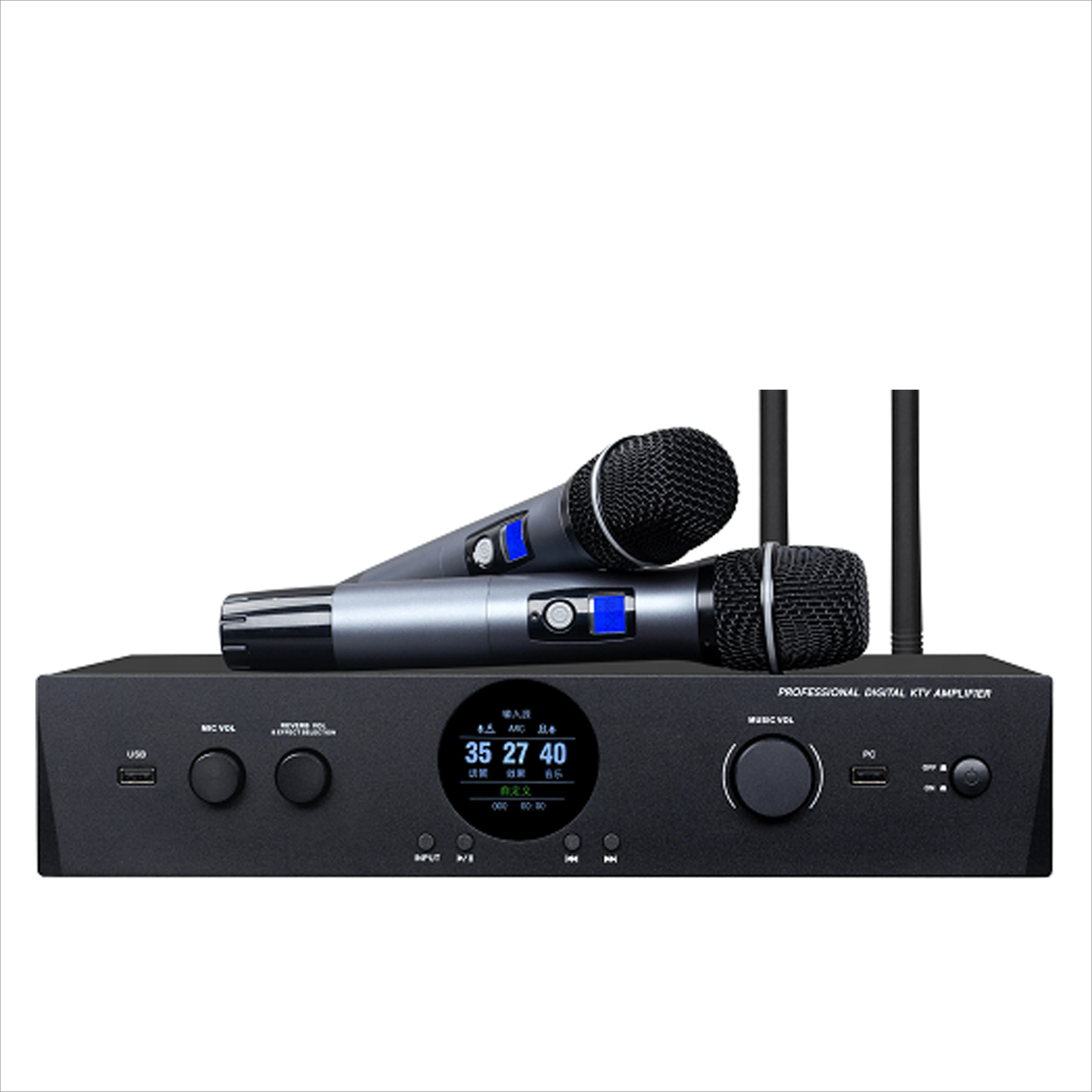 Aluminium 3-in-1 Digital Karaoke Power Amplifier PS-7000 700Wx2 Wireless Microphone DSP for Optical USB