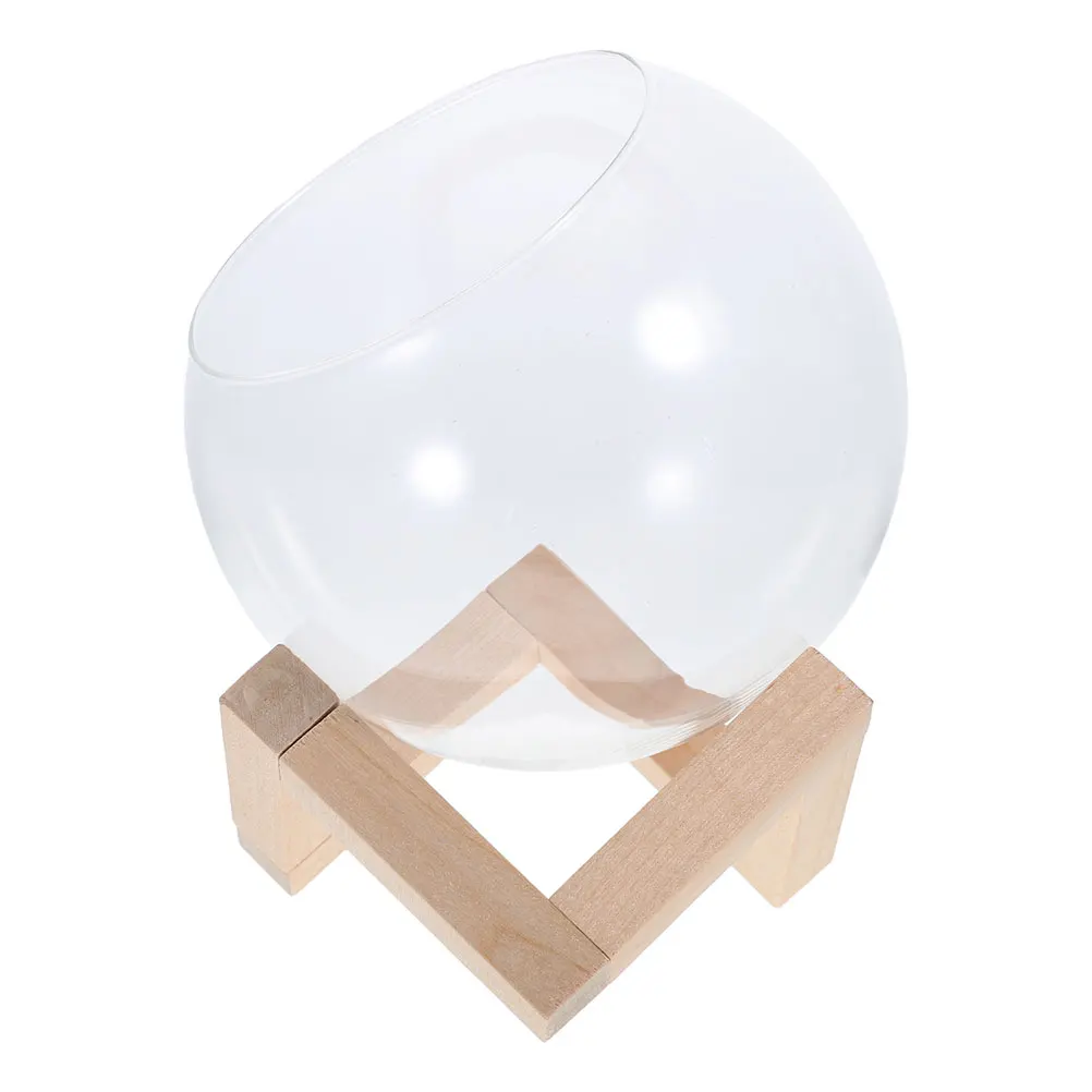 

1Set Hydroponic Desktop Terrarium Glass Vase Wooden Stand Glass Planter Propagation Station Micro Landscape Indoor Decor