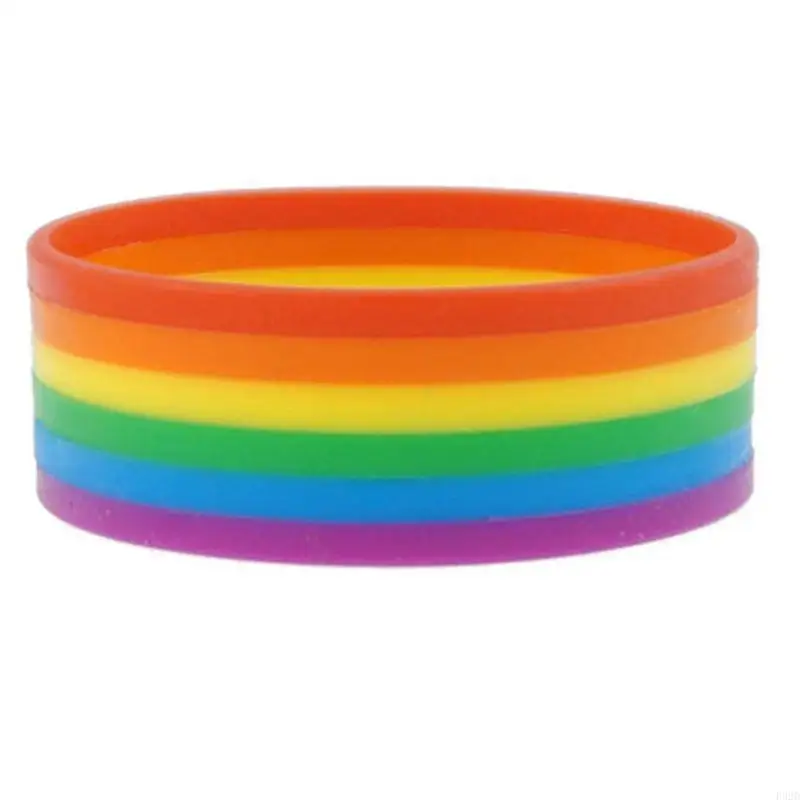 Bracelet en Silicone arc-en-ciel F92D, chaîne, fierté, couleurs assorties