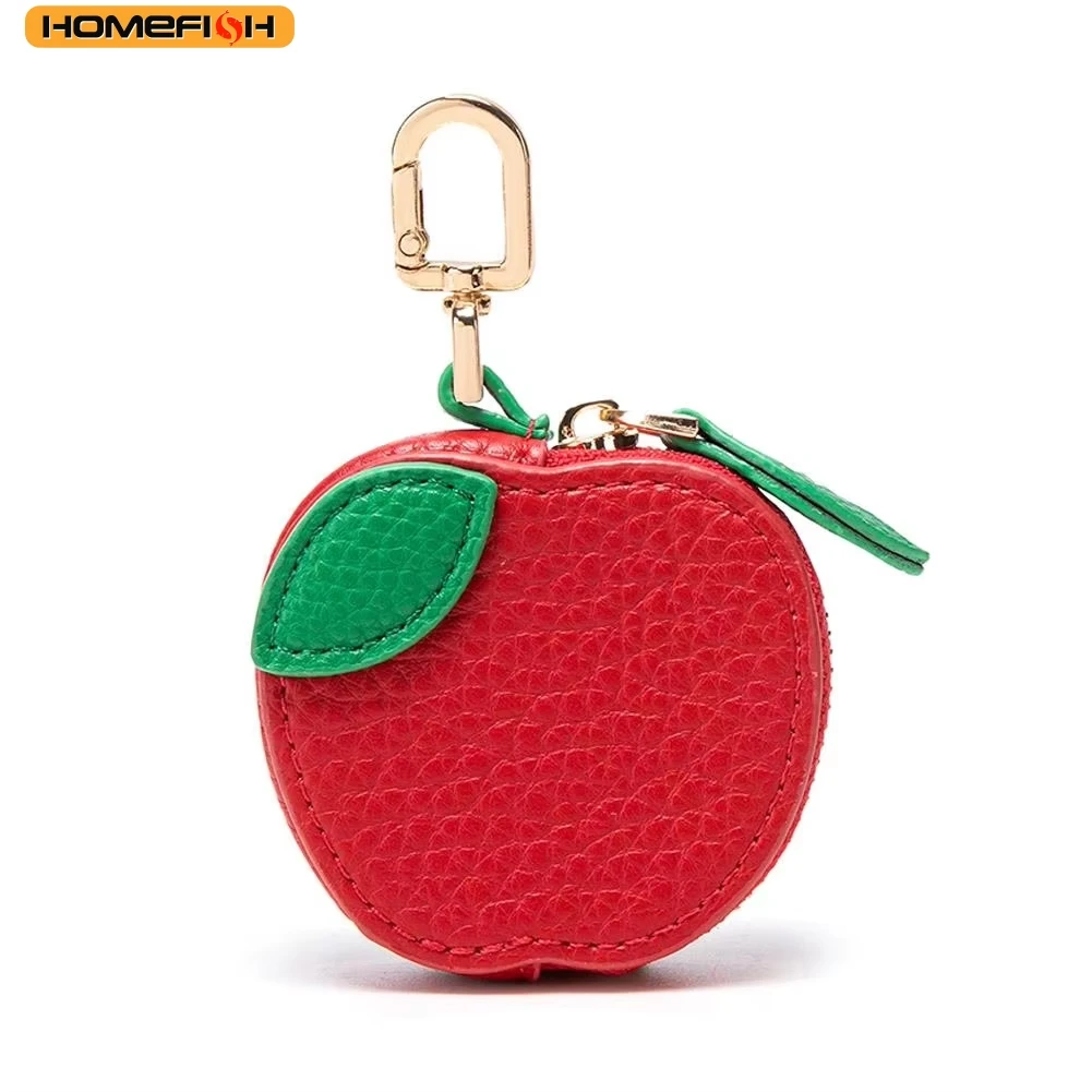 Monedero de Cuero con Forma de Fruta, Mini Bolsa para Auriculares con Cremallera, Llavero Colgante, Cartera para Mujeres y Niñas, Regalo, HOMEFISH