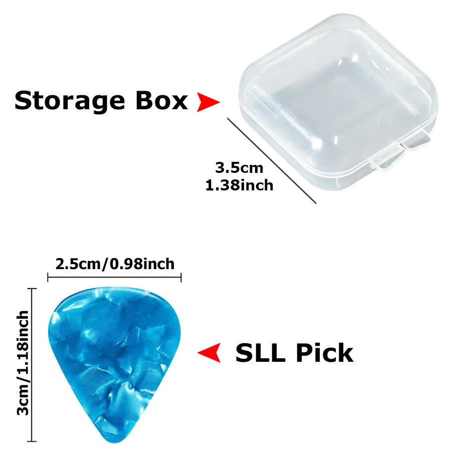 18pcs Guitar Picks & Mini Transparent Storage Box, Portable Pick Case for Plectrums, Small Organizer for Guitar Accessories
