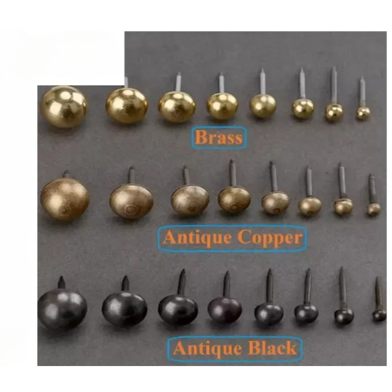 

100Pcs Retro Solid Brass Hemisphere Upholstery Nail Tack For Sofa Case Carpet