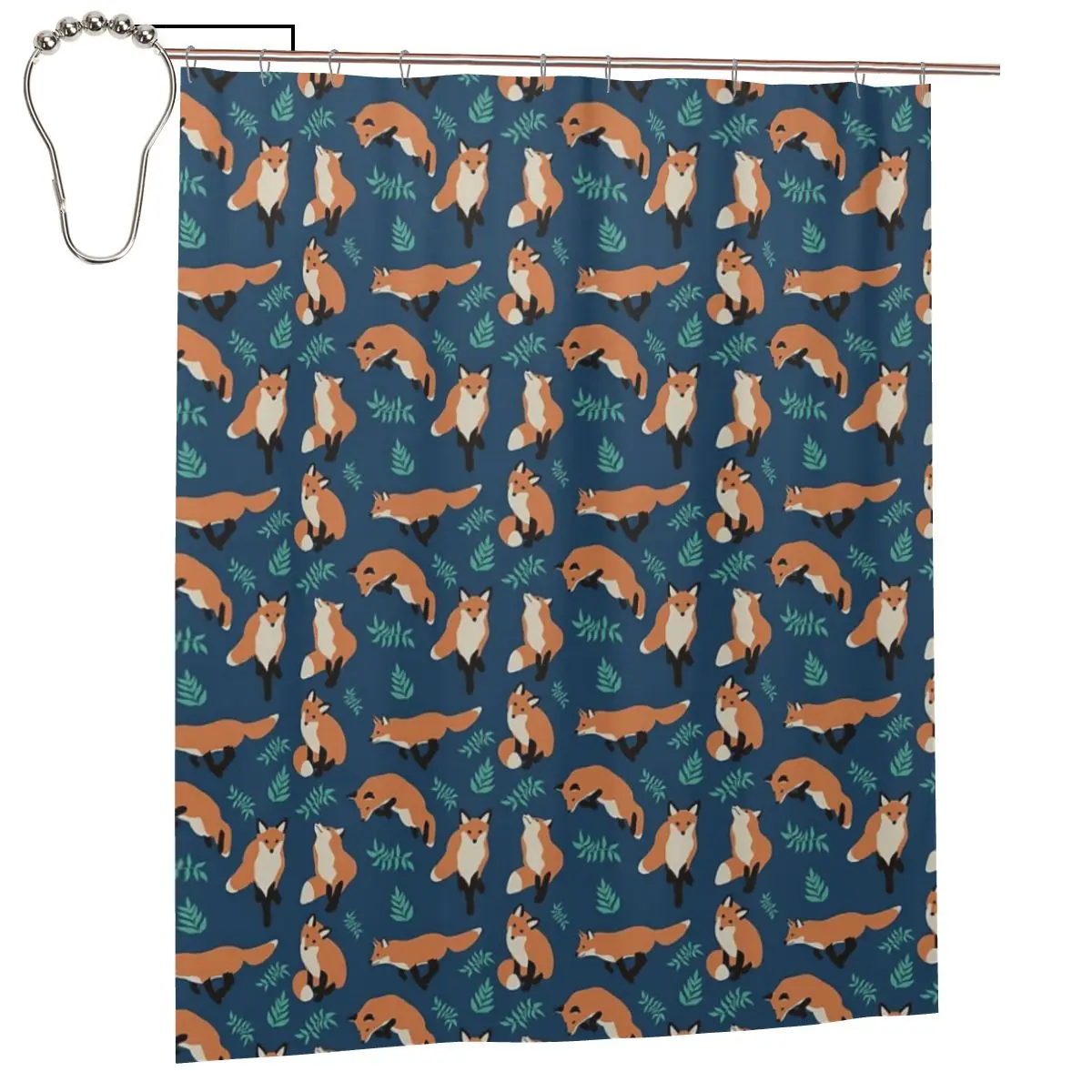 

Душевая штора в стиле лисы, полиэстеровая, водонепроницаемая, с крючками