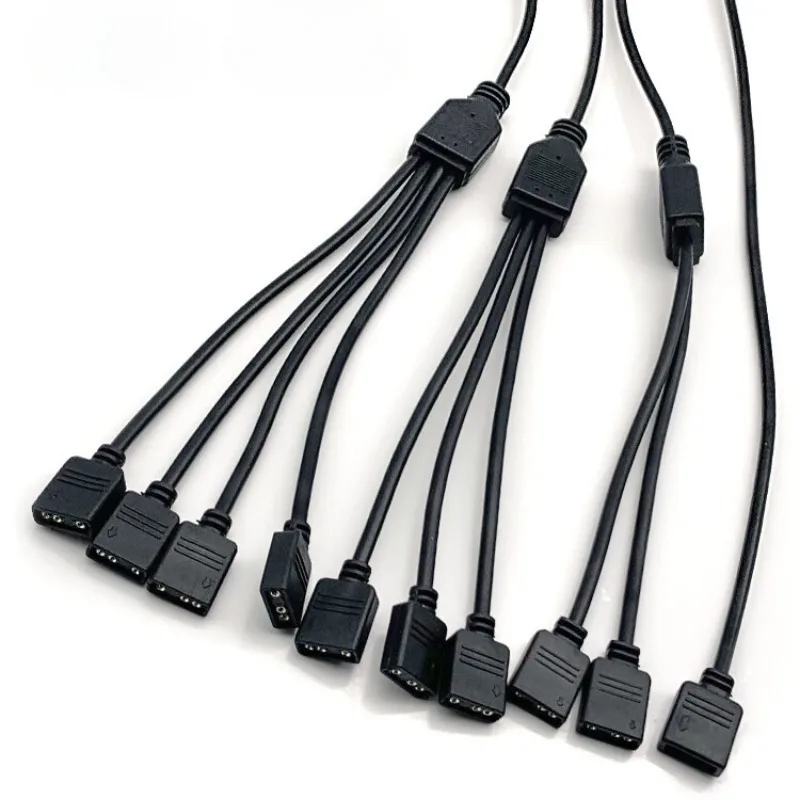 Computer Motherboard 5V Fan Splitter ARGB Expansion Cable Extension Adapter 5V 3-pin Exten Cables Computer Case ARGB Fan Hub