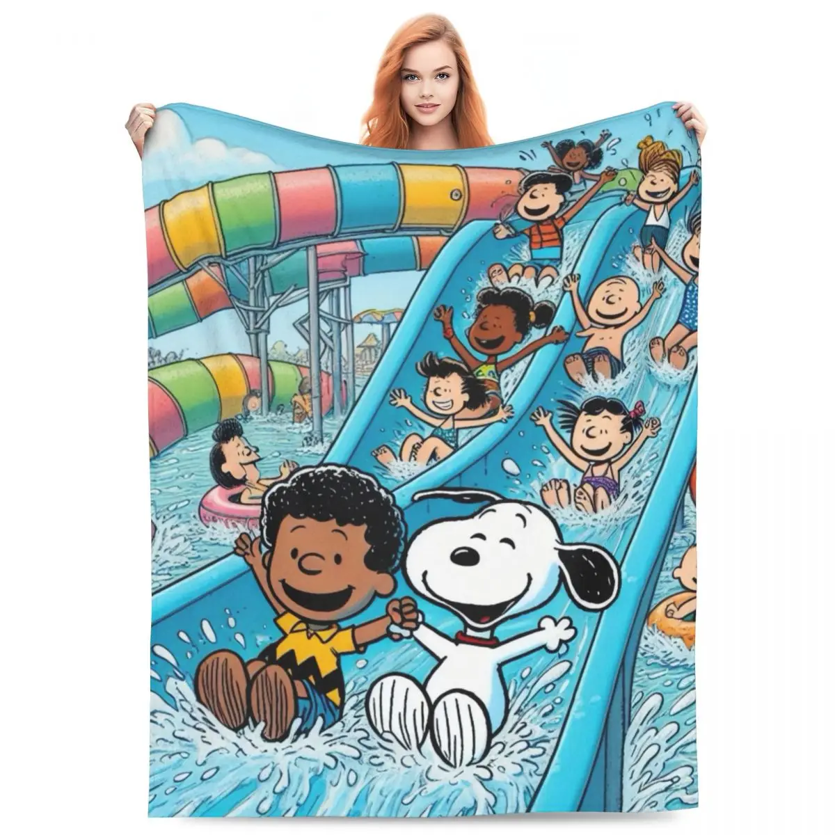 Super Warm Blanket Decorative Snoopy Amusement Park Throw Blanket Flannel Bedspread For Living Room Aesthetic Sofa Bed Cover