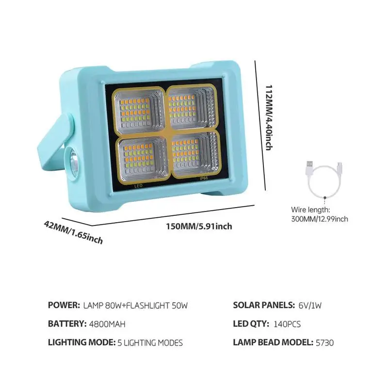 휴대용 LED 조명 다중 모드 태양열 충전 손전등, LED 캠핑 램프, LED 손전등 생존