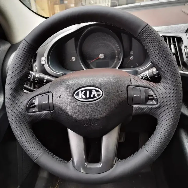 Hand-stitched Car Steering Wheel Protection Cover for Kia Ceed 2009-2012 Sportage 3 2010-2017 Full Coverage Interior Accessories