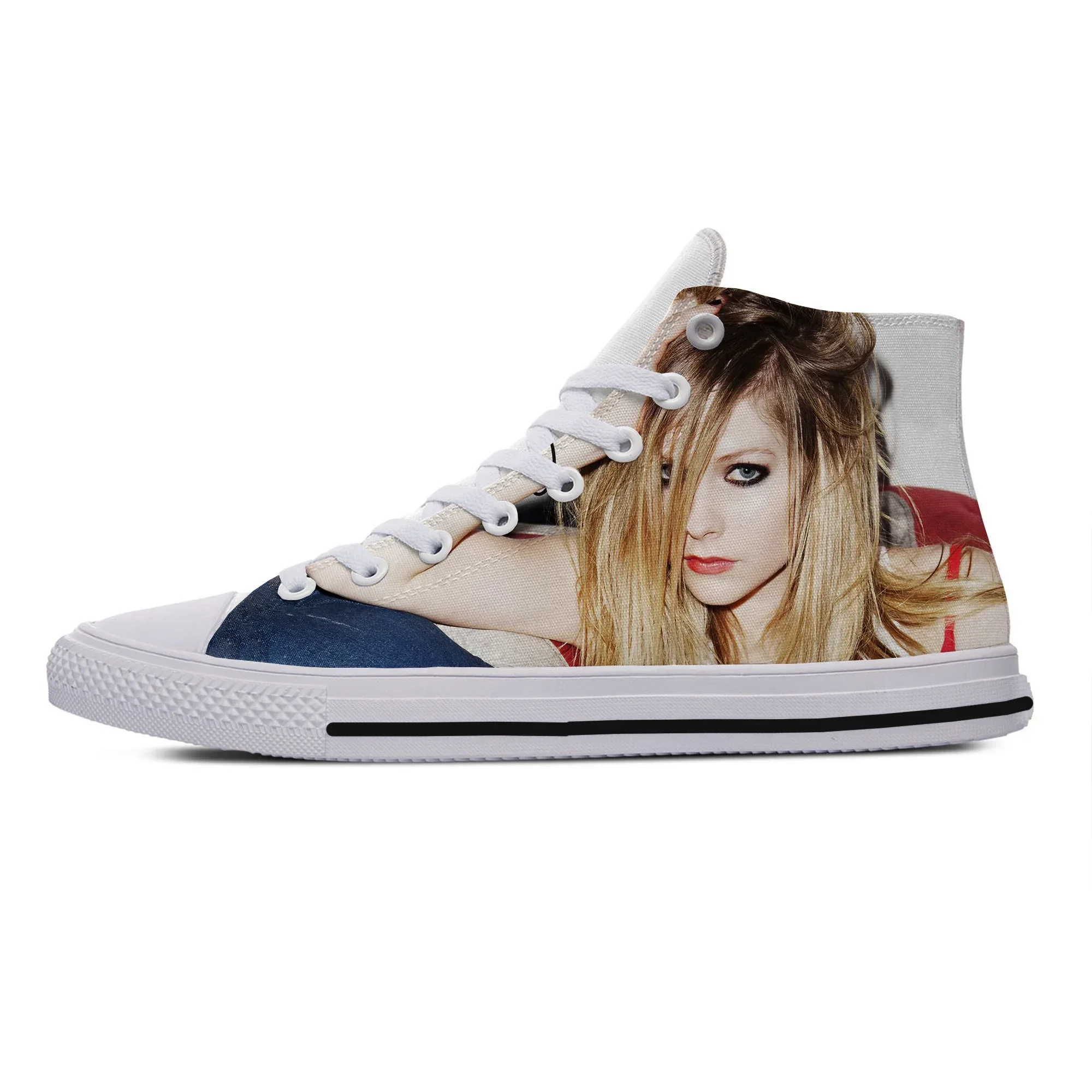 

Latest Lightweight Casual Shoes Men Women Singer Avril Lavigne Breathable Leisure Canvas Shoes Lightweight High Top Board Shoes