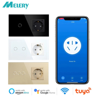 Melery Wifi Smart EU Wall Socket 16A Electrical Plug Outlet with Switch 1/2/3 Gang Panel Switch Remote By Tuya Alexa Google Home