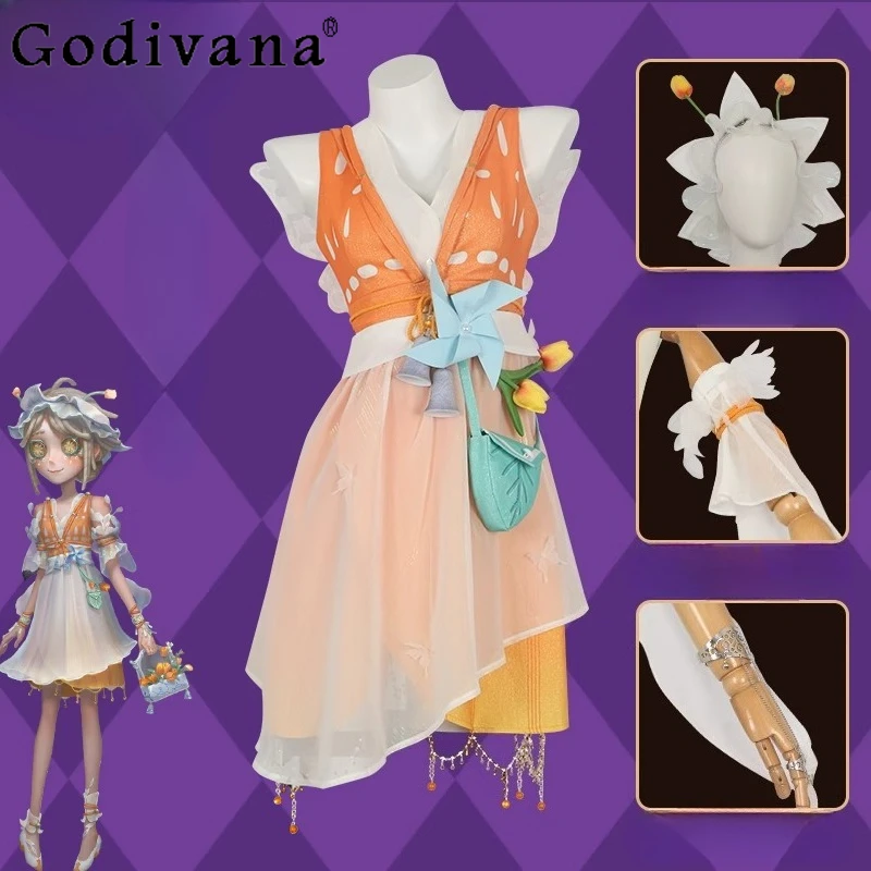 

Cosplay Outfit Gardener Tulip Dress Women Halloween Role Play Uniform Dress Female Identity V Accessories Cosplay Costume Dress