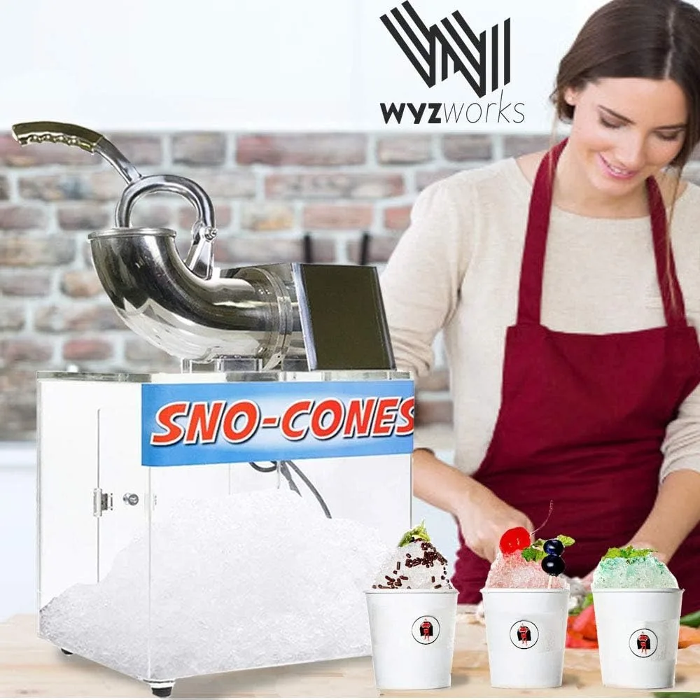 Stainless Steel 440 lbs/hr Electric Ice Shaver Machine with Dual Blades 250W Ice Crusher Snow Cone Maker Machines