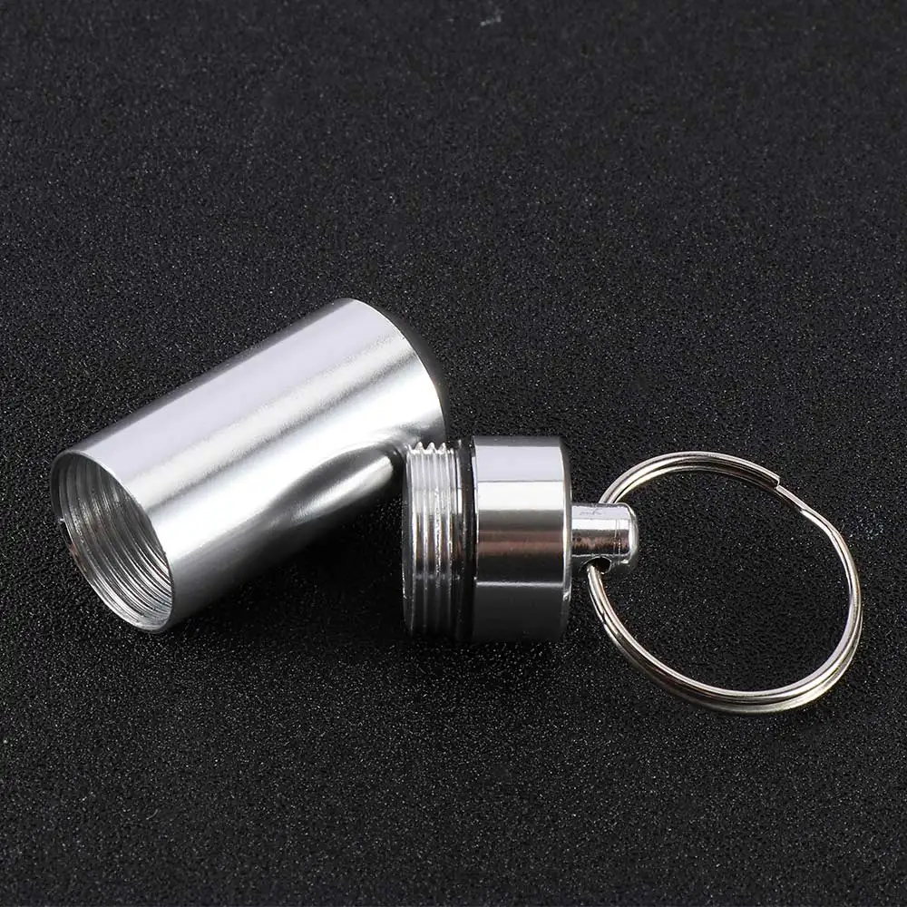 Creative Metal Waterproof Aluminum Pharmacy Bottle Keychain Pill Box Pill Sub-packaging Container Business Travel Storage Box