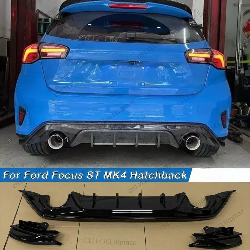 For Ford Focus ST MK4 Hatchback 2018-2022 Car Rear Bumper Lip Diffuser Spoiler Splitter Protection Body Kits Accessories Tuning
